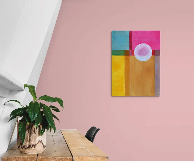 Quadro su tela 'Acquerello Geometrico" Design geometrico astratto. 80 x 100 cm. (Color1)