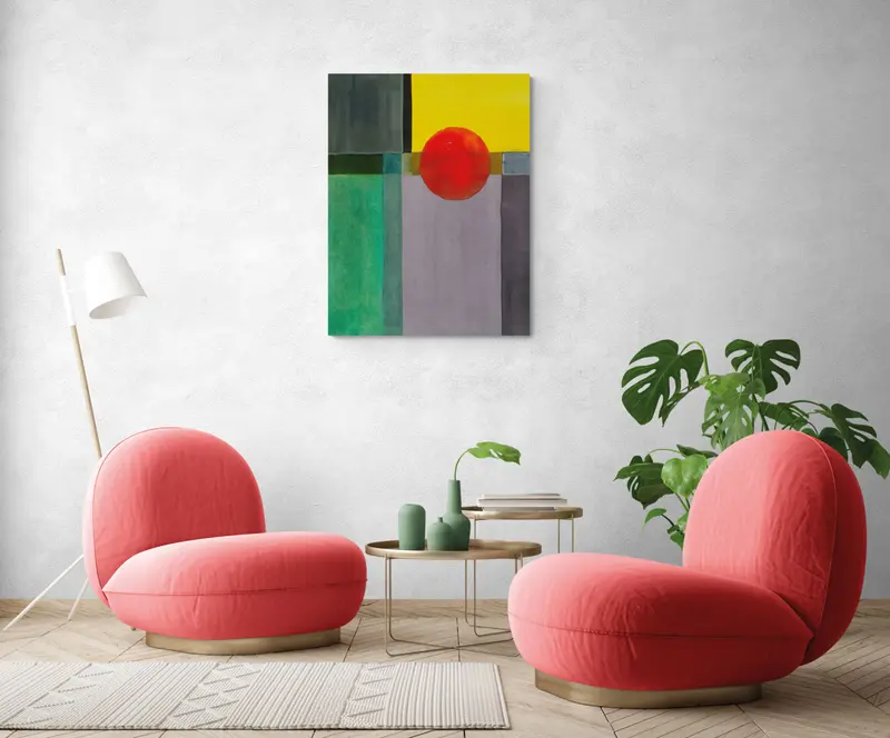 Quadro su tela 'Acquerello Geometrico" Design geometrico astratto. 80 x 100 cm. (Color2)