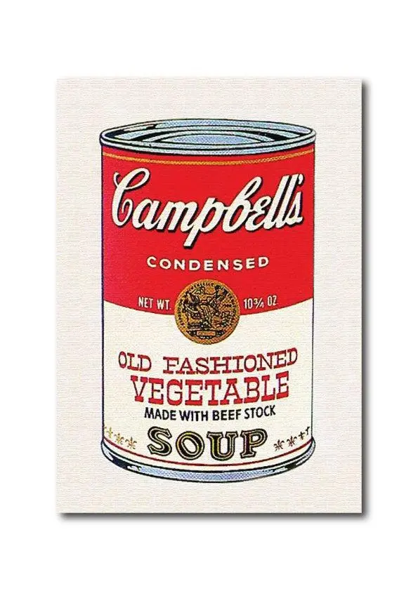 Quadro su tela, Andy Warhol Campbell Soup, quadri d' autore, pop art . Varie misure.