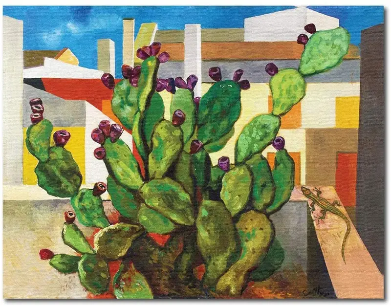 Quadro su tela "Bagheria" Guttuso. Quadri d' autore. Sicilian Art Design.