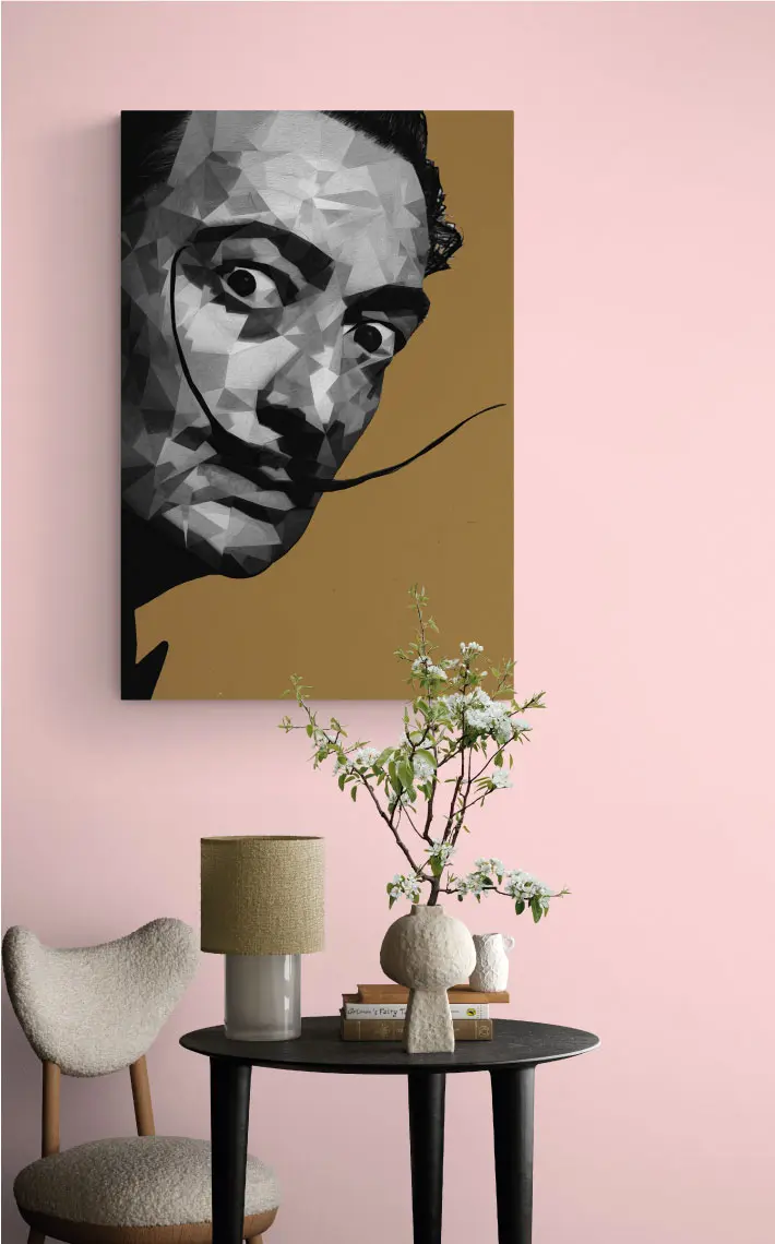 Quadro su Tela Canvas "Dalì" Ritratto in stile geometrico. 60 x 90 cm.