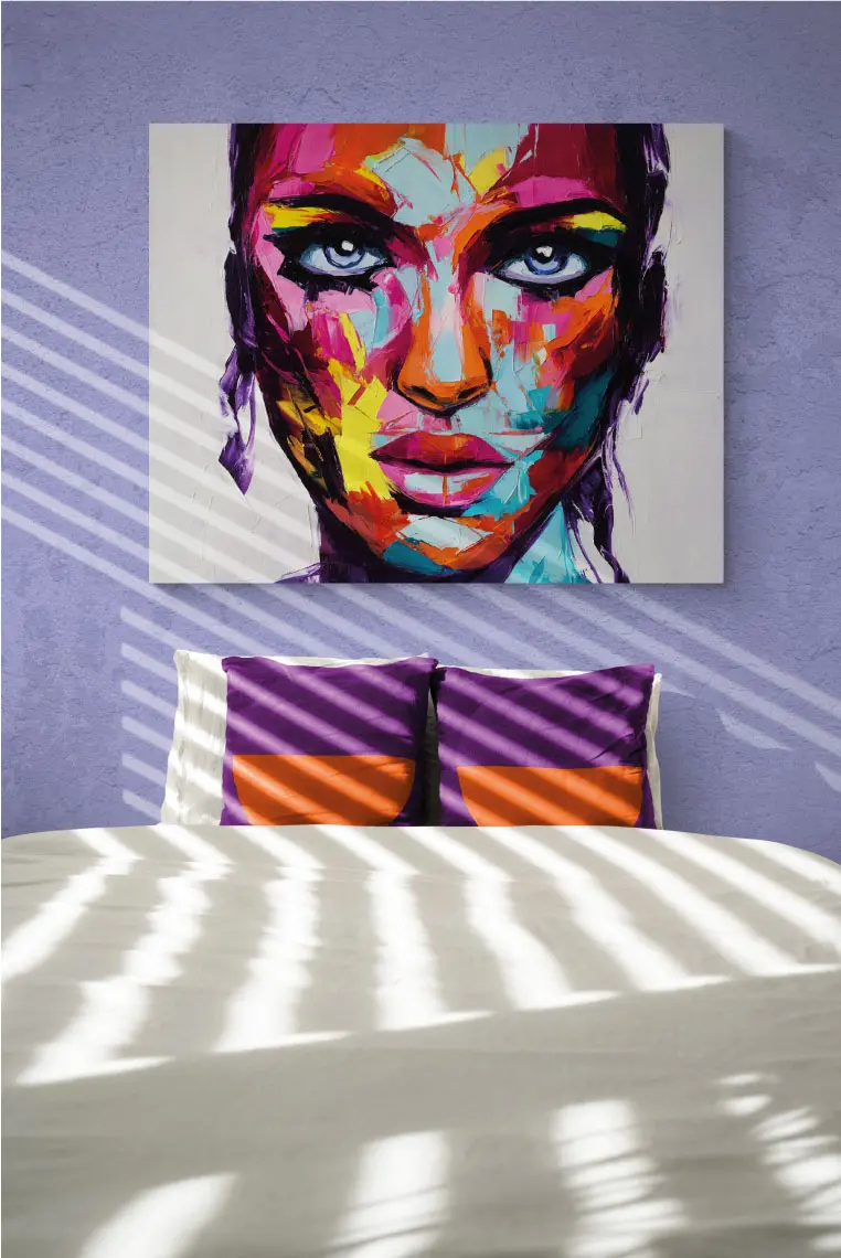 Quadro su tela, "Delia" Colorfull Portrait. 100 x 80 cm.