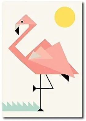 Quadro su tela, Fenicottero Geometrico. Pink flamingo. Bold colors design.