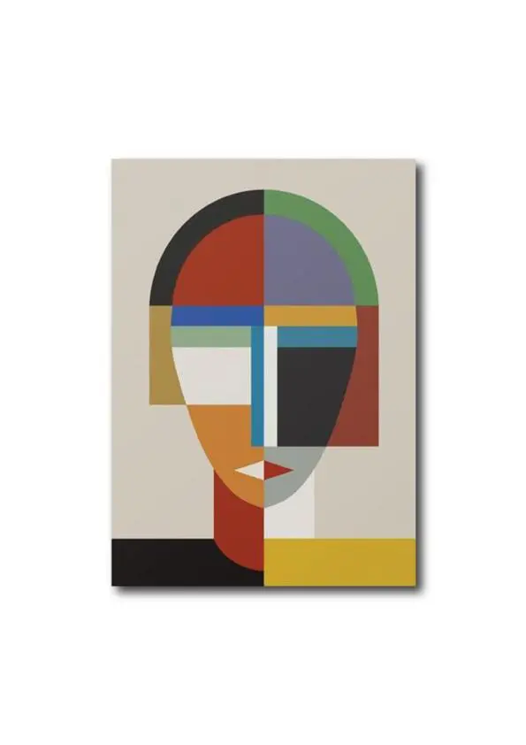 Quadro su tela, "Futuristic Lady Face". Stile geometrico astratto.