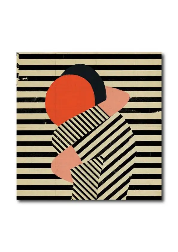 Quadro su tela "Hug", design vintage minimal geometrico.
