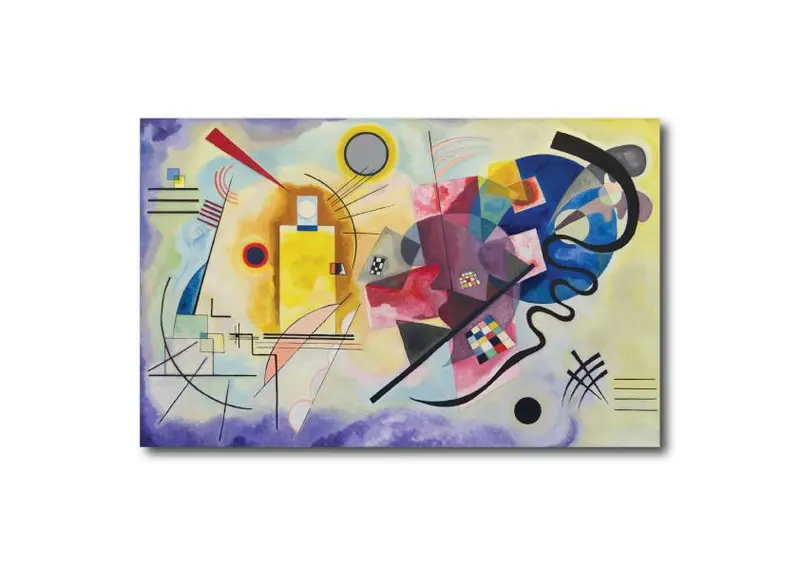 Quadro su tela. Kandinsky "Giallo,rosso,blu". Design d' autore. Stile geometrico astratto.