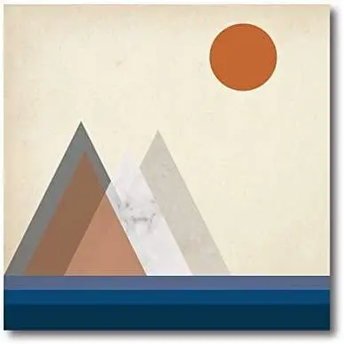 Quadro su tela, "Minimal Sunset" 80 x 80 cm. Stile Geometrico Astratto Vintage.