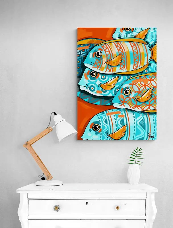 Quadro su tela "Pesci". Design Siciliano