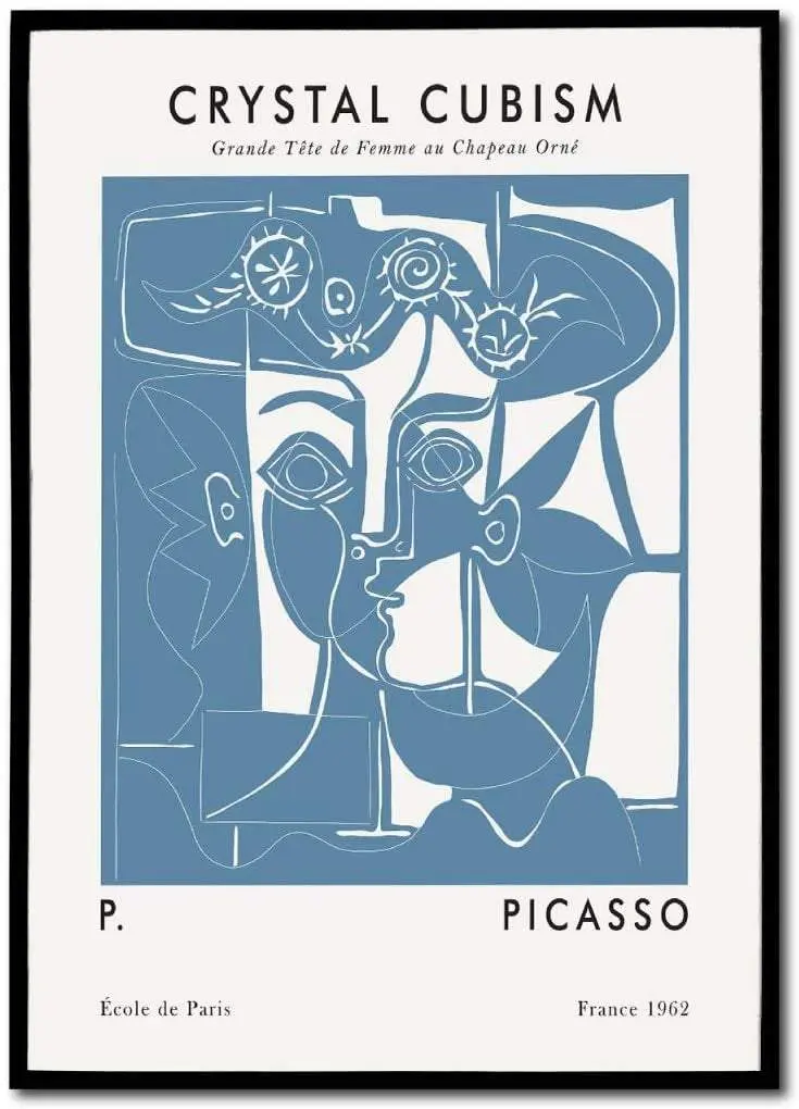 Quadro su tela Picasso "Crystal cubism". Design vintage geometrico astratto. Parigi 1962.