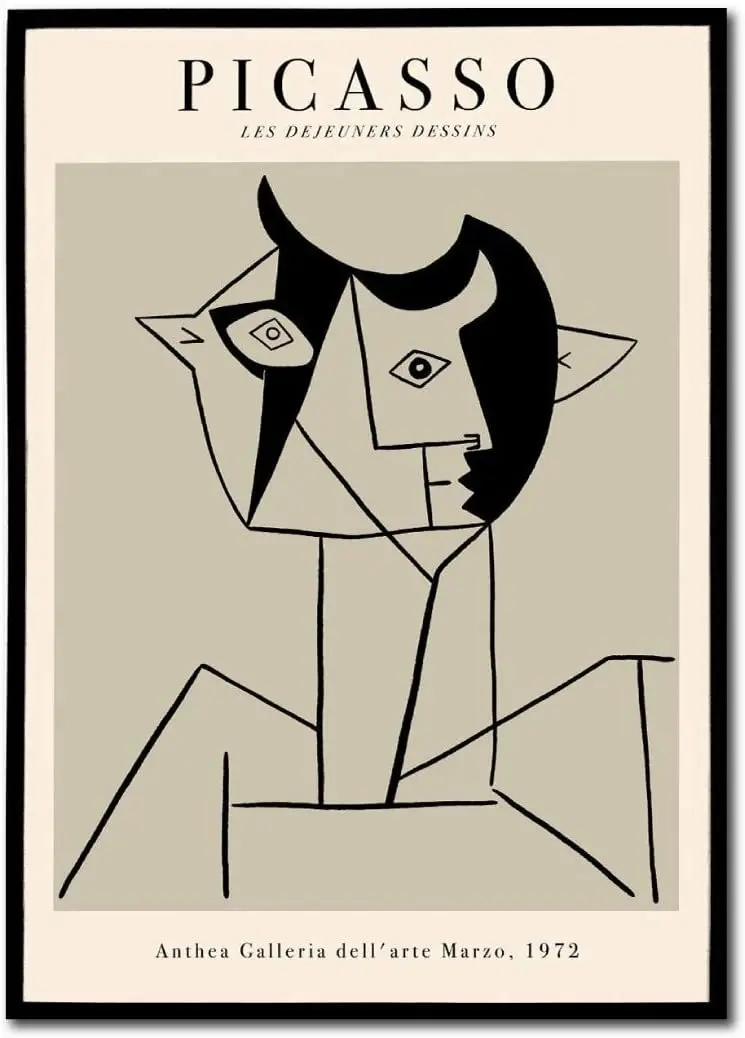 Quadro su tela. Picasso "Les dejeuners". Vintage design, geometrico astratto. Opere d' autore.