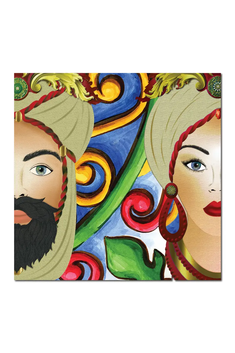 Quadro su tela, Teste di Moro. Colorful Fine Art made in Sicily.