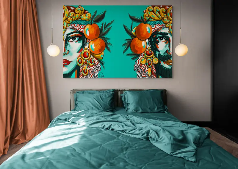 Quadro su tela Teste di Moro. Design Siciliano. by Pirrpaint