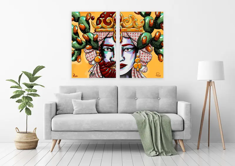 Quadro su tela, Teste di Moro. Design Siciliano.