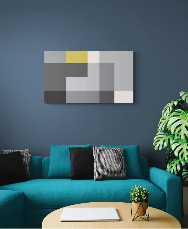 Quadro su tela, "Tetris Grigio" . Stile geometrico.