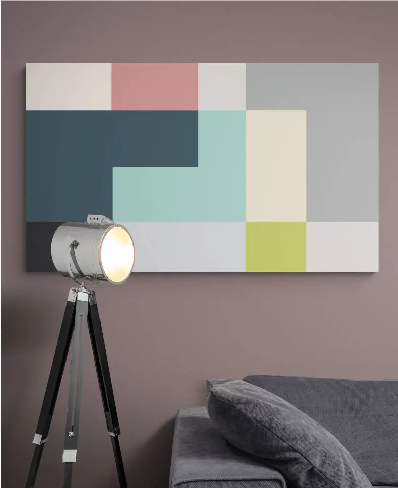 Quadro su tela, "Tetris Pastello" 100 x 70 cm. Stile geometrico.
