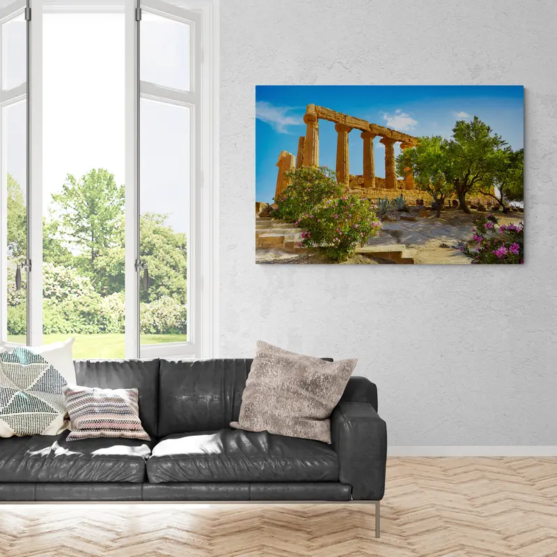 Quadro Tempio di Hera nella Valle dei Templi Sicily