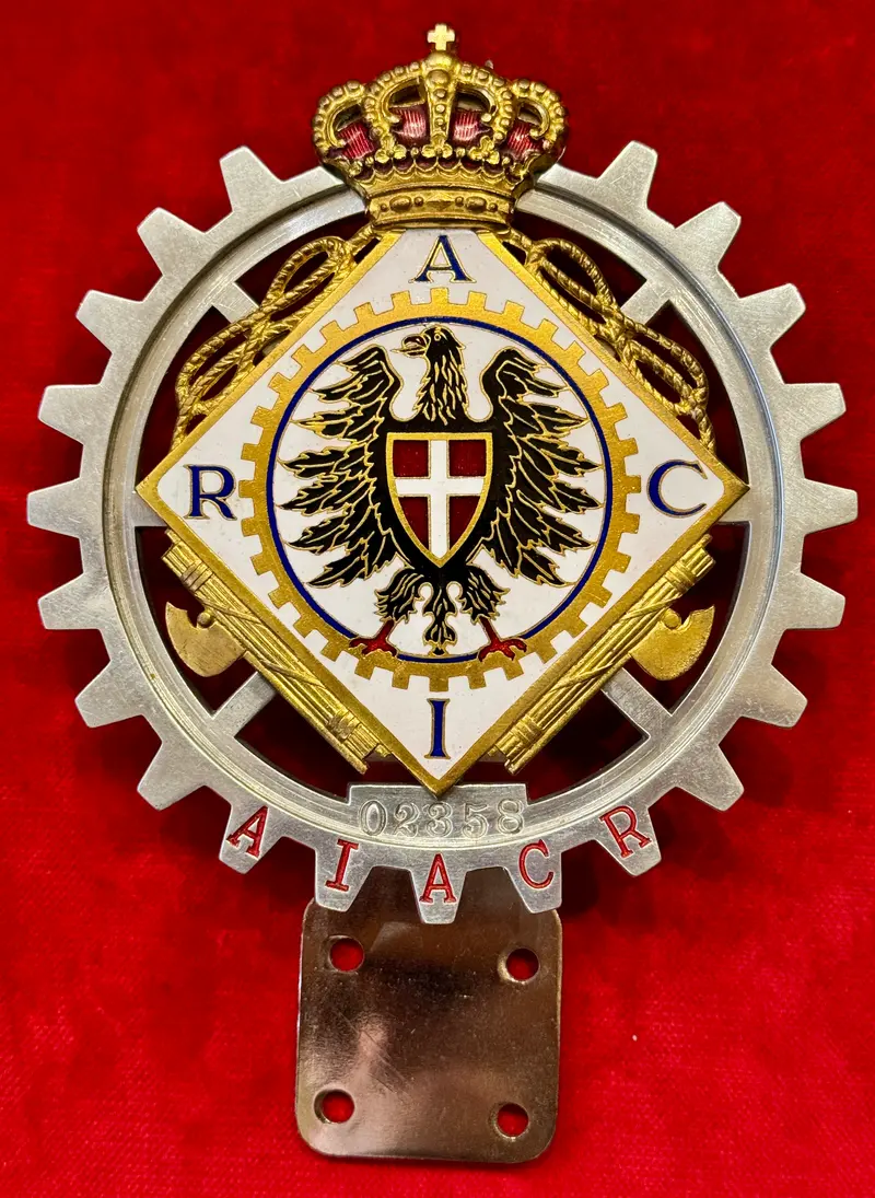 RACI placca radiatore stemma auto smaltata Regno d'Italia Ventennio 1930 ca