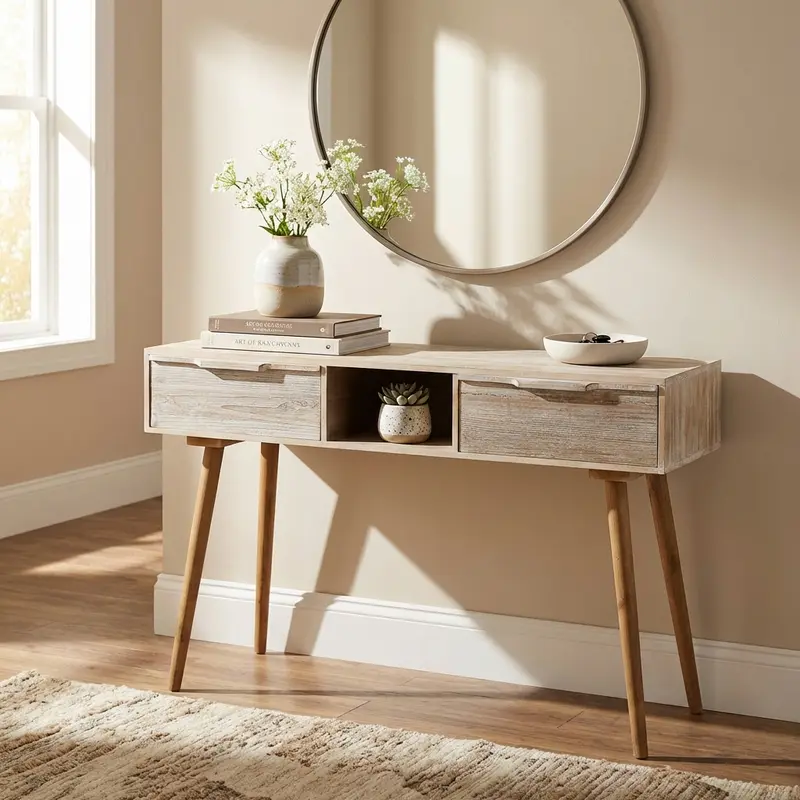 Raffaele - consolle in legno marrone 2 cassetti