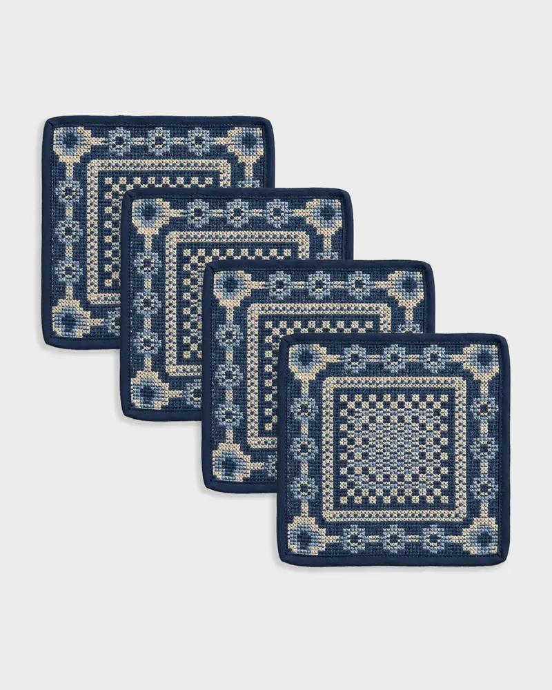 Ralph Lauren Home x Cabana, Edgecombe Needlepoint Cocktail Napkins (Set of 4)