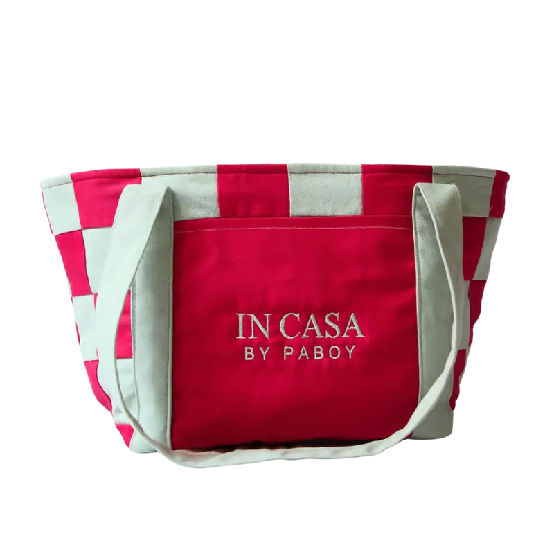 Raspberry and Mint Green Patchwork Beach Bag