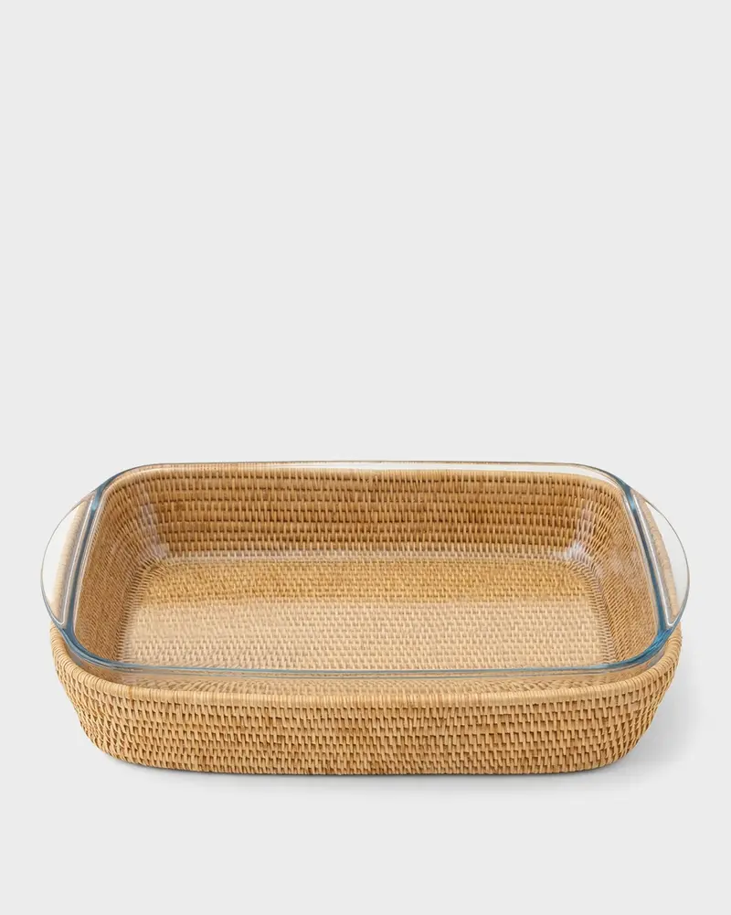 Rattan Sabbia and Glass Baking Dish, Rectangular