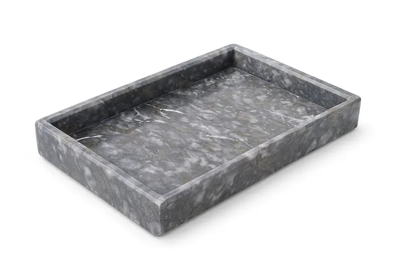 Rectangular Fior di Pesco Marble Serving Tray – 25 × 15 × 3 cm Handmade