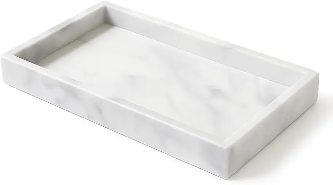 Rectangular Tray in Natural Marble 30x20 cm – Elegant Organizer for Bathroom, Kitchen or Coffee Table – Handmade in Italy – Kalu Creations