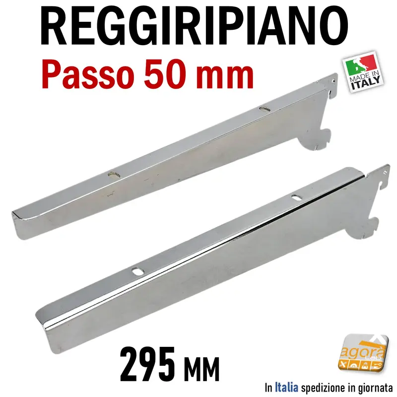 REGGIRIPIANO MENSOLA ATTACCO CAVETTATO P50 CROMATO 29CM ATTREZZATURA PARETE NEGOZIO