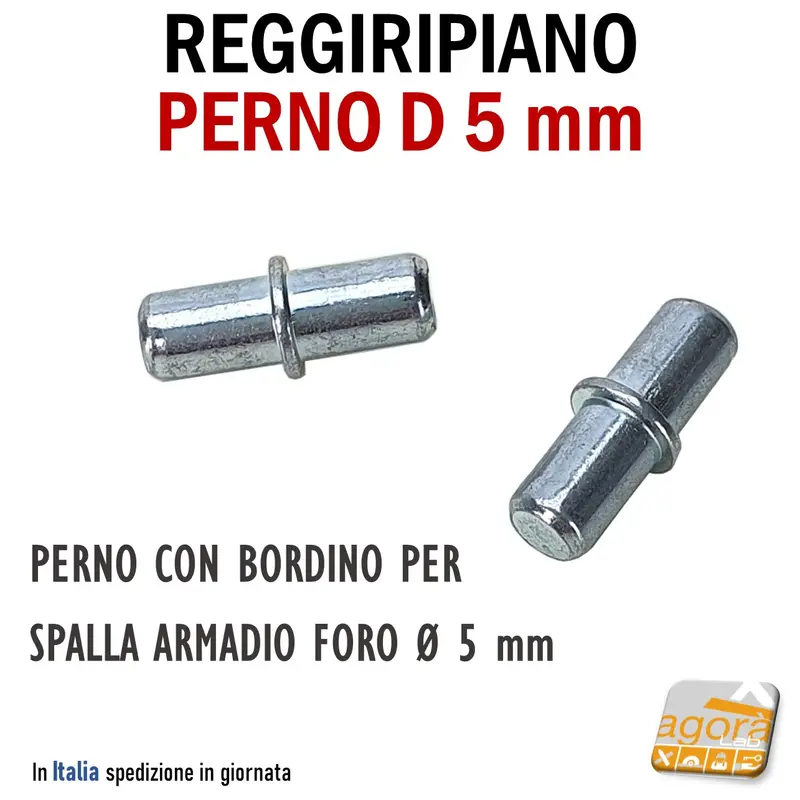 REGGIRIPIANO PERNO D5mm PER PANNELLO E RIPIANI IN LEGNO Ø5/5mm CON BORDINO