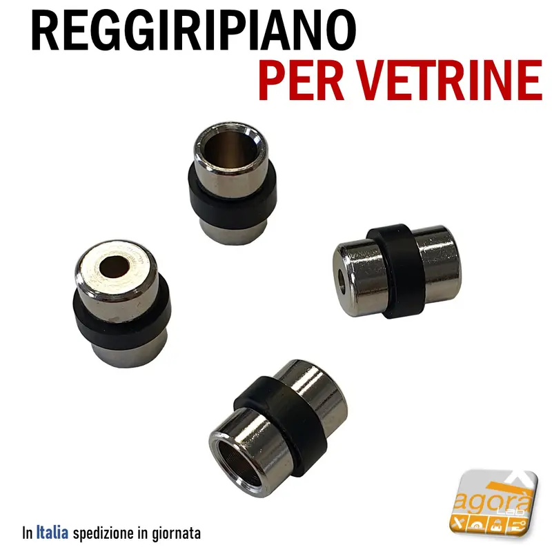REGGIRIPIANO (PERNO) PER VETRINE E RIPIANI CON GOMMA DIAM.12X18 REGGIVETRO 50pz