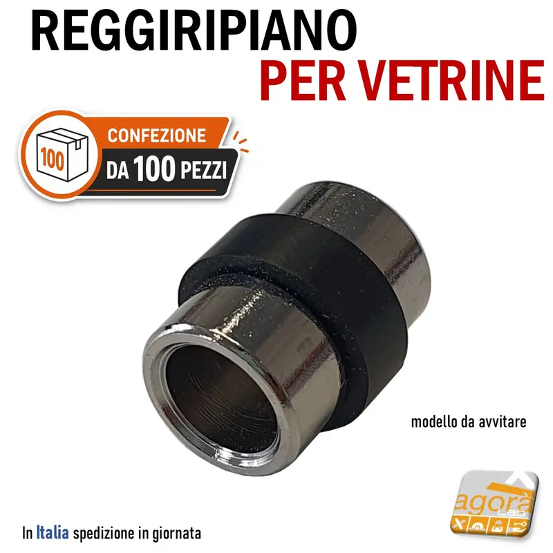 Reggiripiano Perno per vetrine e ripiani gomma nera REGGIVETRO 100pz