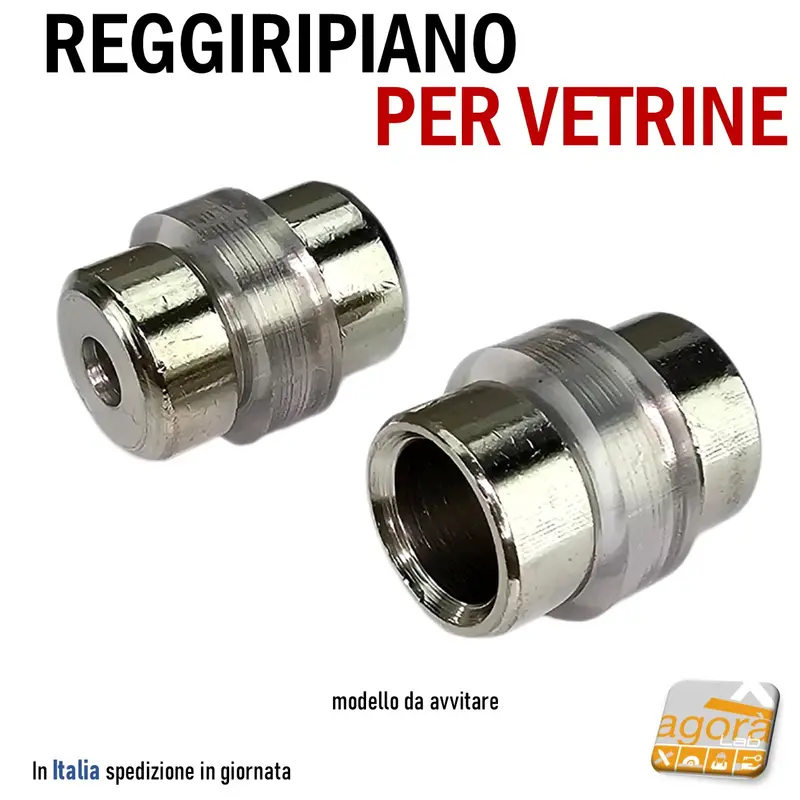 Reggiripiano Perno per vetrine e ripiani gomma trasparente REGGIVETRO 100pz Ottone Nich