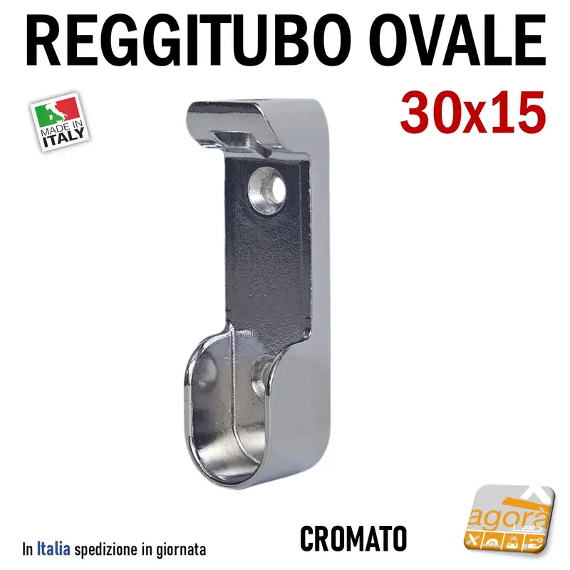 Reggitubo ovale per tubo armadio 30x15 guardaroba armadi vestiti Cromato spalla cielo M6