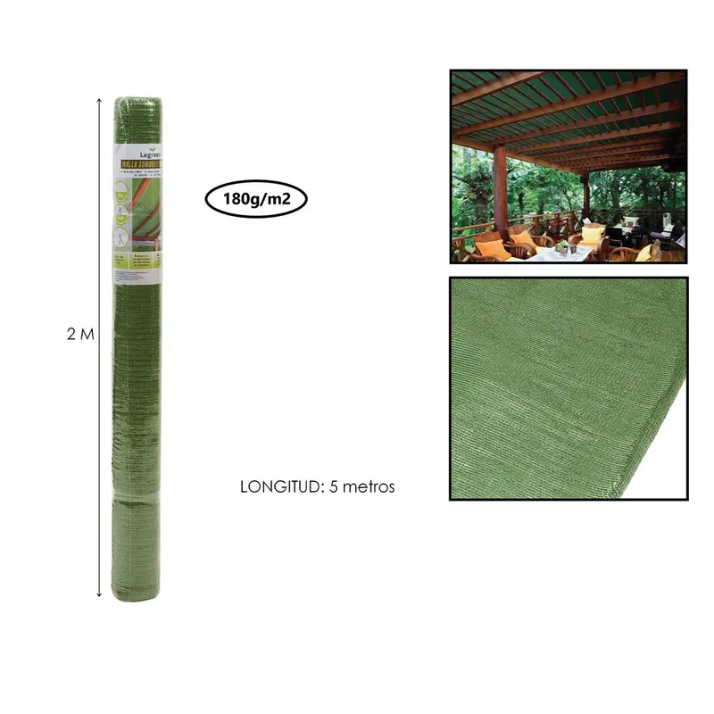 Rete Ombreggiante Verde 2X5 M 180 G/M2
