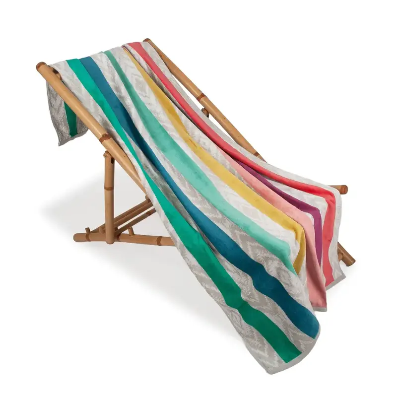 Rigato telo mare in spugna velour 100x180 cm