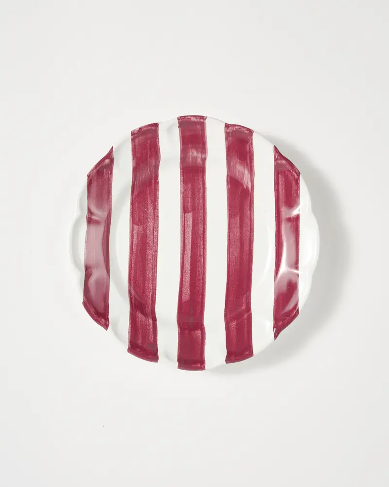 Righe Dessert Plate Burgundy