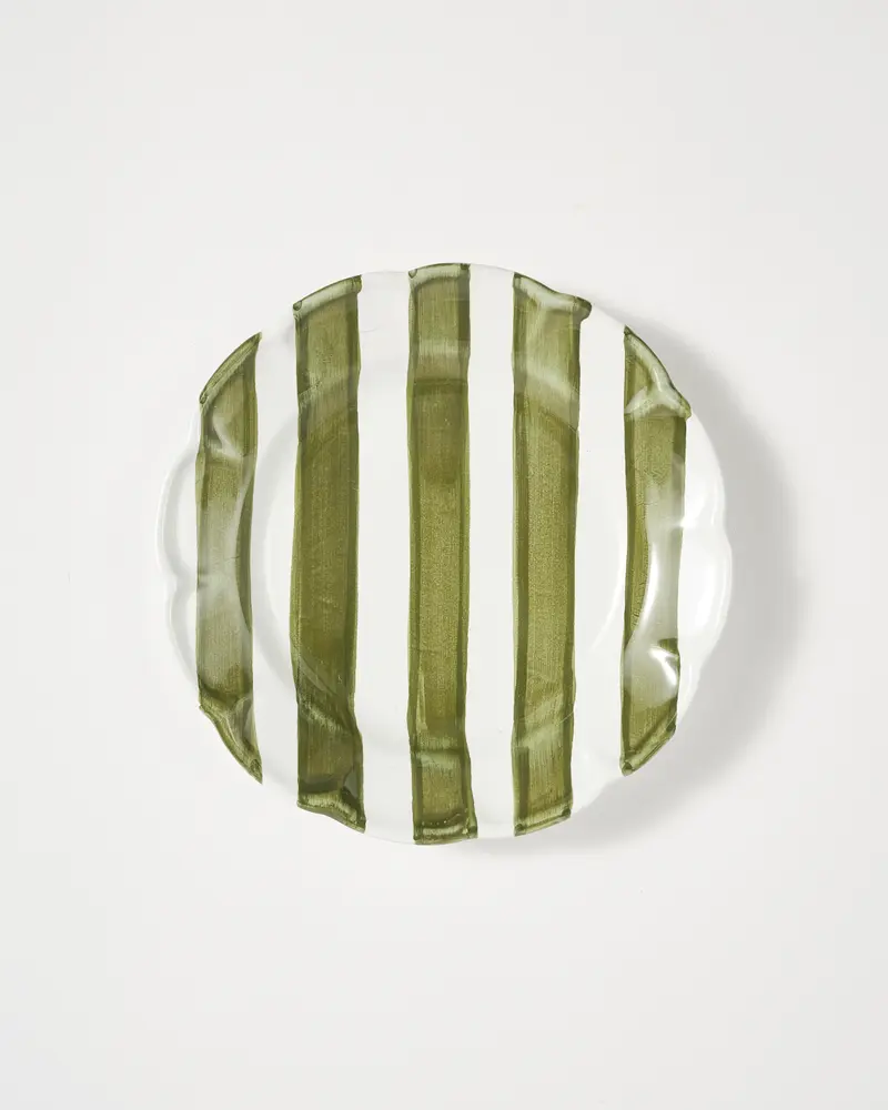 Righe Dessert Plate Green