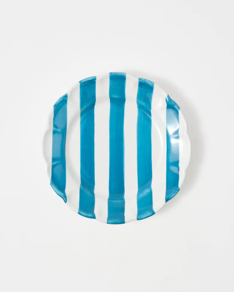 Righe Dessert Plate, Petrol