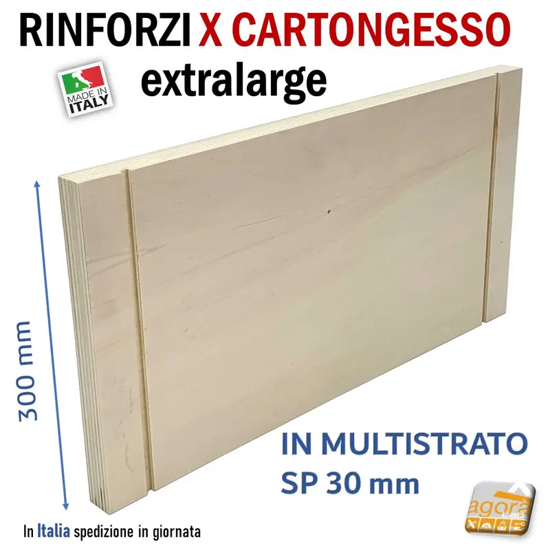 RINFORZO PARETE CARTONGESSO IN MULTISTRATO X CTG PASSO STD 60CM SP 3 cm X IRROBUSTIRE E FISSAGGIO EXTRALARGE