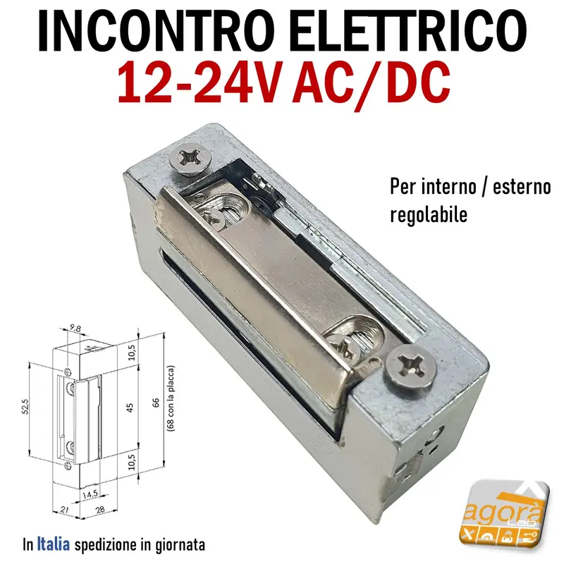 Riscontro ELETTRICO di sicurezza incontro da interno-esterno 10-24V AC/DC mm 68x21x28
