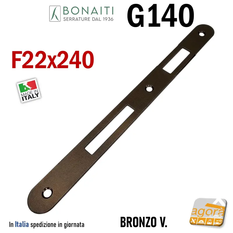 Riscontro Gaccia 140 Bonaiti 240x22 Bronzo x Serrature 540T Contropiastra serratura