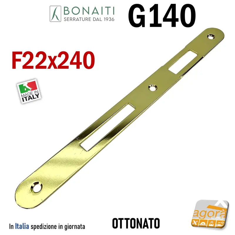 Riscontro Gaccia 140 Bonaiti 240x22 Ottone x Serrature 540T Contropiastra Serratura