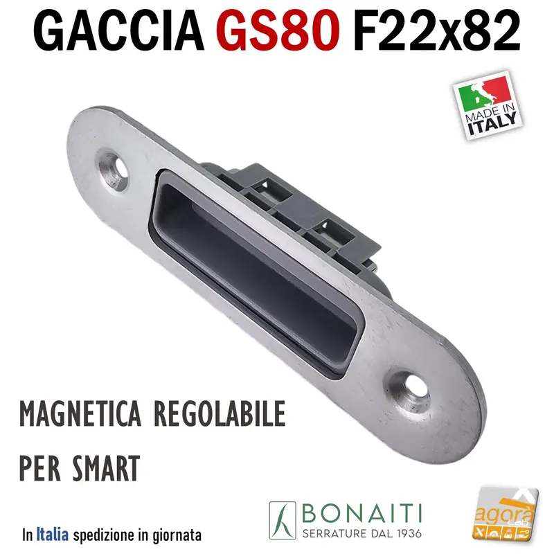 Riscontro Gaccia Bonaiti GS80 Magnetica Contropiastra per Serrature SMART Regolabile Cromo Opaco