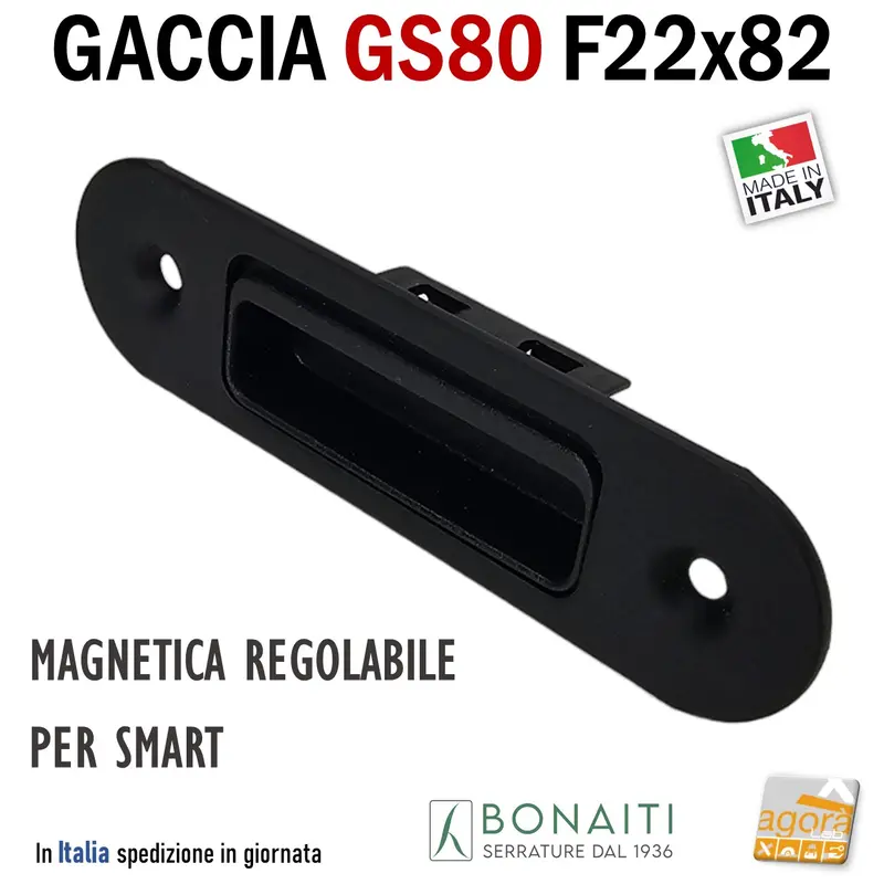 Riscontro Gaccia Bonaiti GS80 Magnetica Contropiastra per Serrature SMART Regolabile Nera