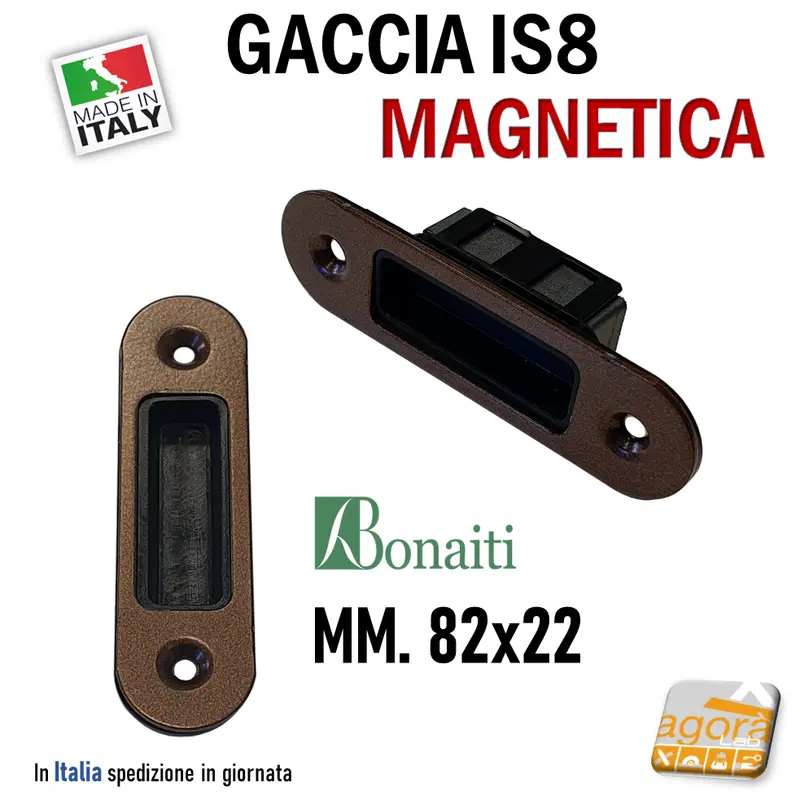 Riscontro Gaccia Bronzo IS8 Magnetico Bonaiti per Serrature B-forty Scrocco Centrale CX Incontro mm 82x22