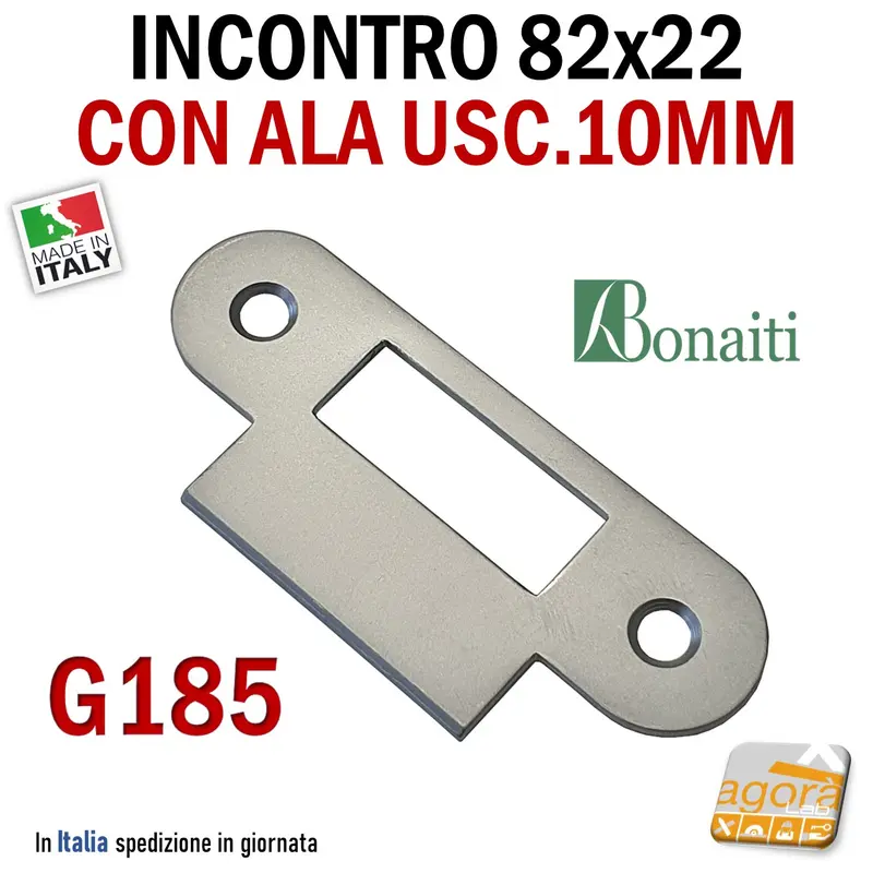 Riscontro Gaccia Cromo Opaco G185 Bonaiti 82x22 con ALA x Serrature B-BITTER Meccaniche ALA 42x10mm