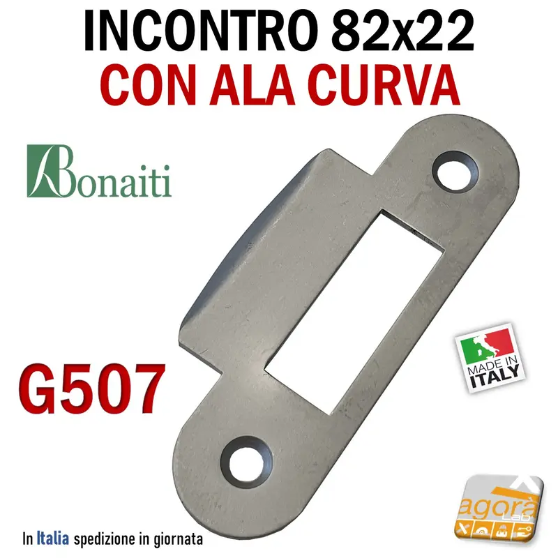 Riscontro Gaccia Cromo Opaco G507 Bonaiti 82x22 ALA CURVA sp 2mm x Serrature BITTER