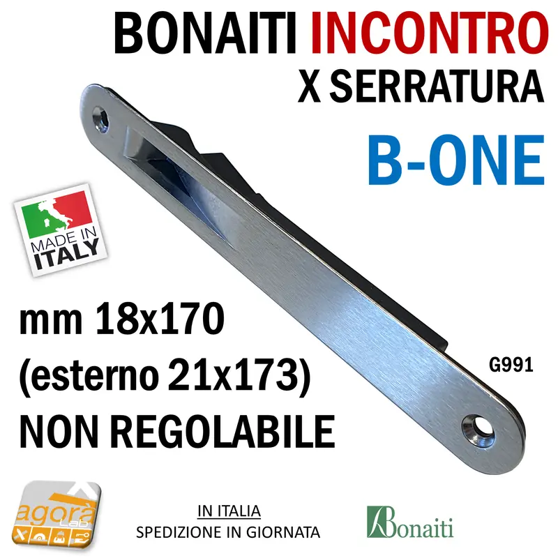 Riscontro Gaccia G991 Bonaiti 18x170 21x173 cr.sat non regolabile x Serrature B-ONE Magnetiche