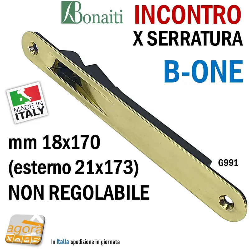 Riscontro Gaccia G991 Bonaiti 18x170 21x173 Ottone Lucido non regolabile x Serrature B-ONE Magnetiche