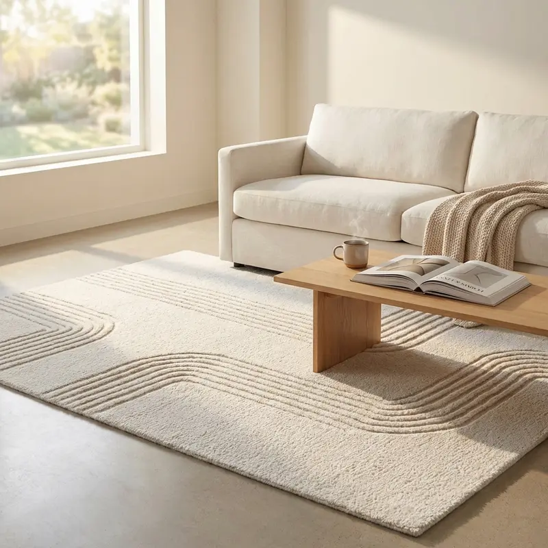 Riziero - tappeto in lana bianco beige 120x181